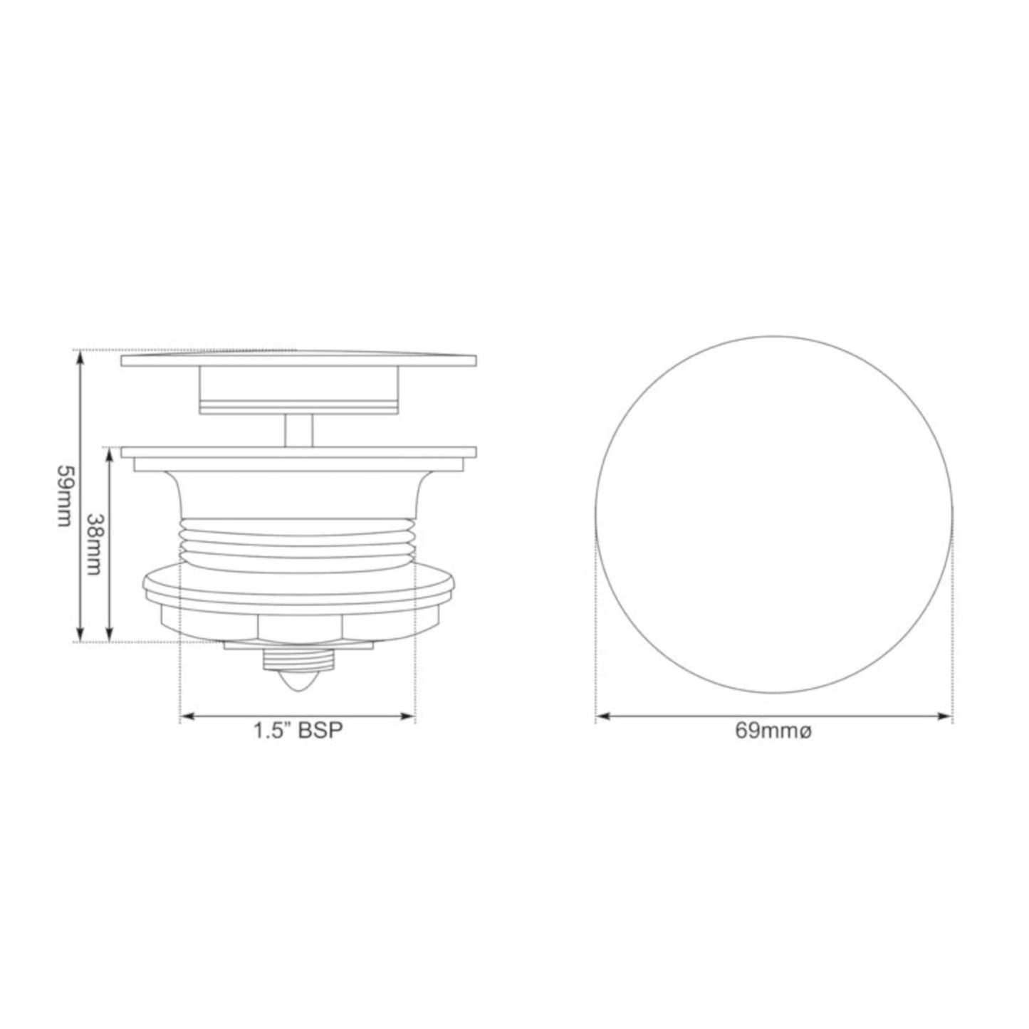 Hurlingham Bath Exposed Clicker Waste System