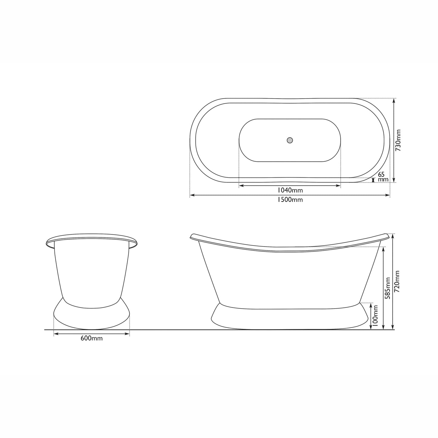 Hurlingham Bathtubs Copper Copper Bateau - Small