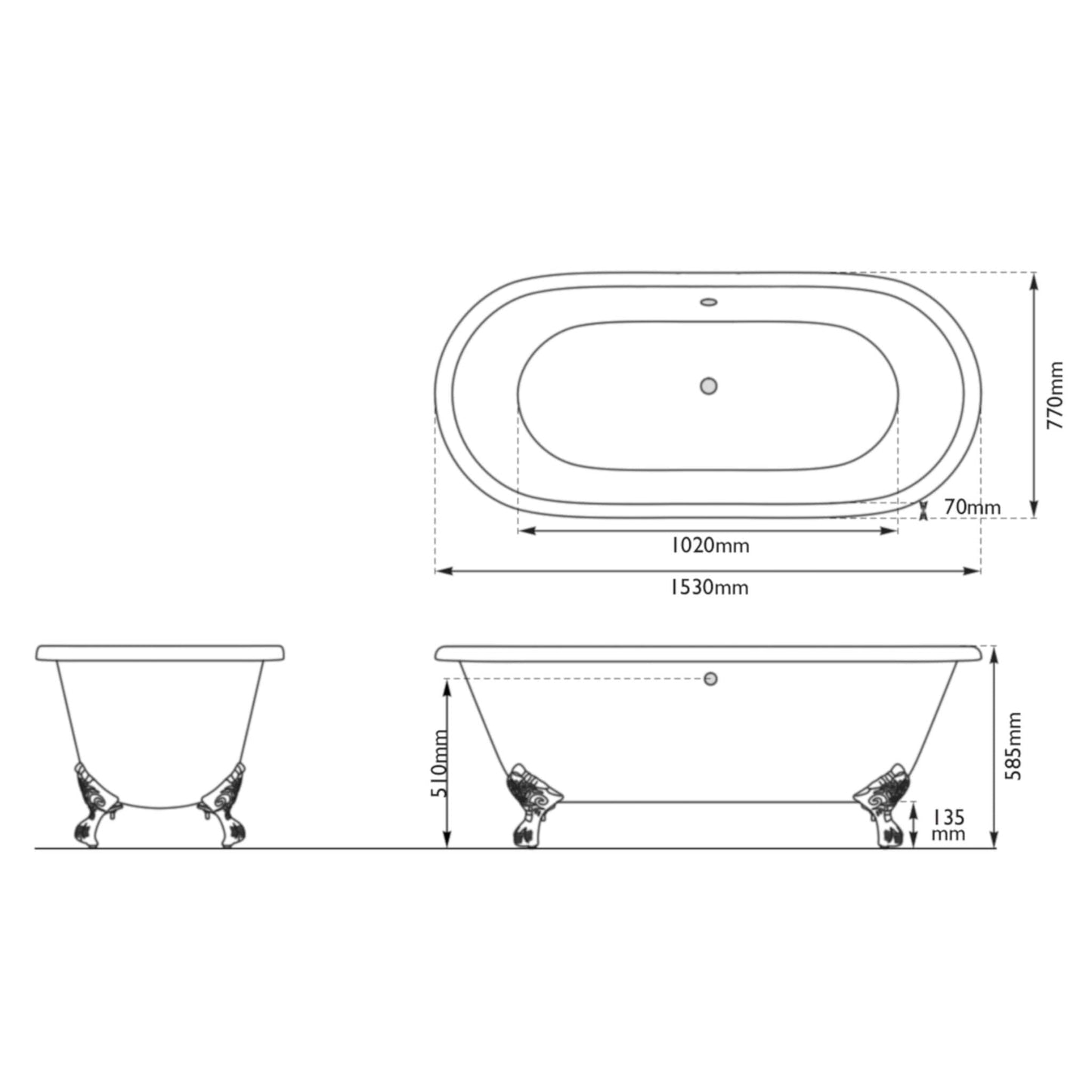 Hurlingham Bathtubs Dryden Small