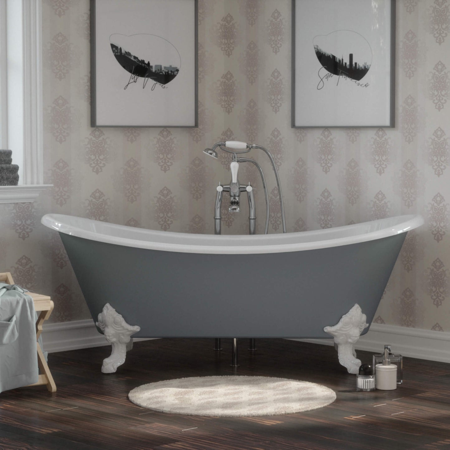 Hurlingham Bathtubs Grey / Without / White Tebb - Plummet