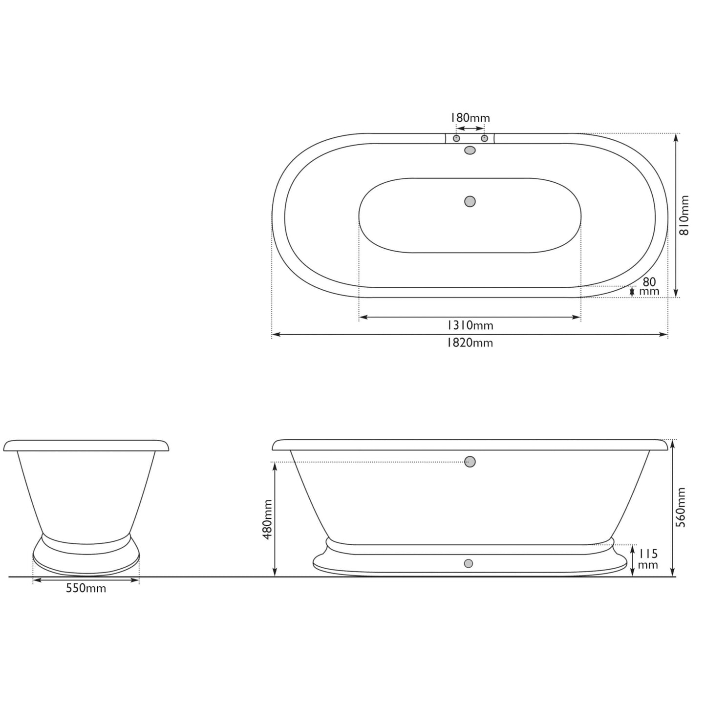 Hurlingham Bathtubs Shikara - Pewter Lustre