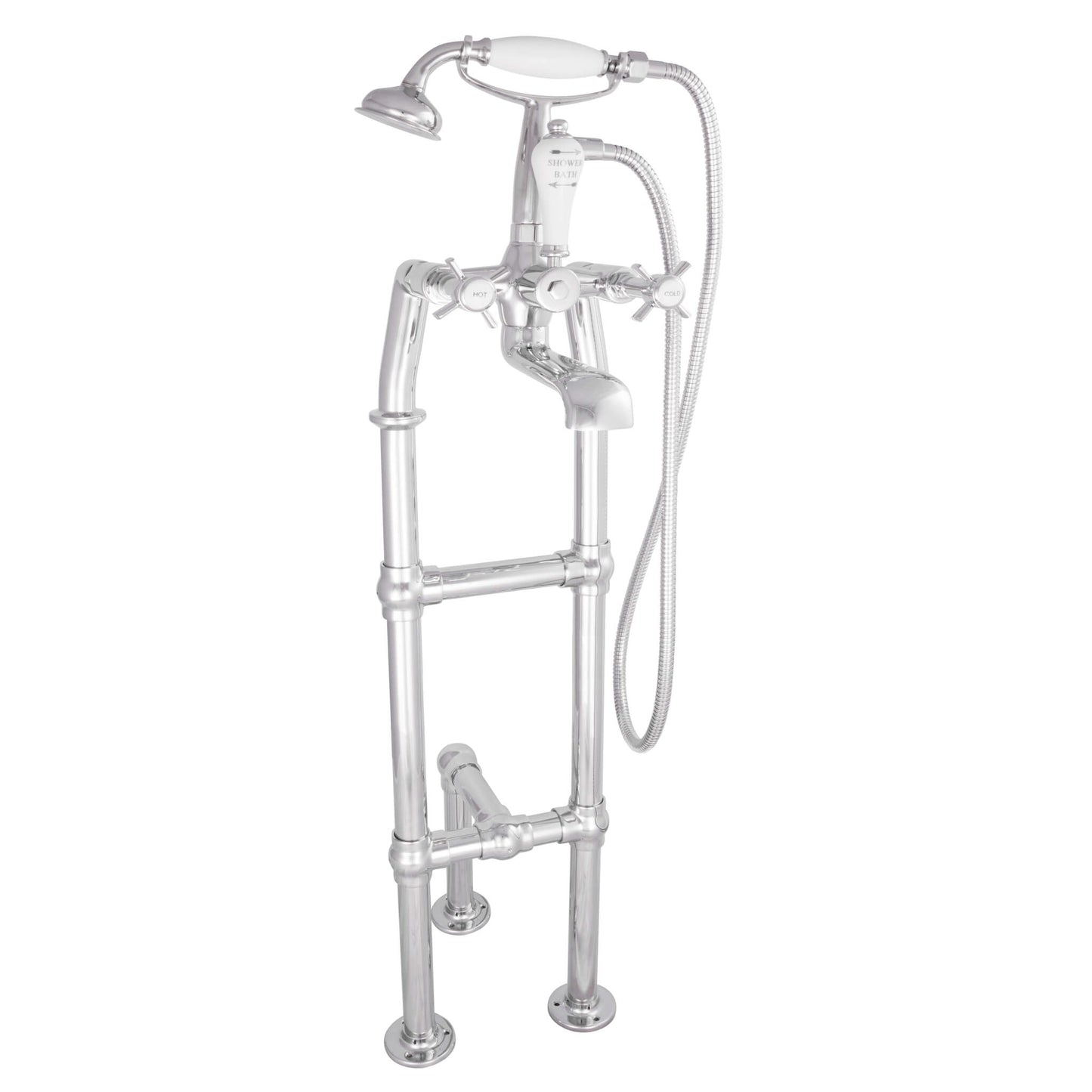 Hurlingham Chrome / 700 mm Freestanding Mixer Taps With Support Leg