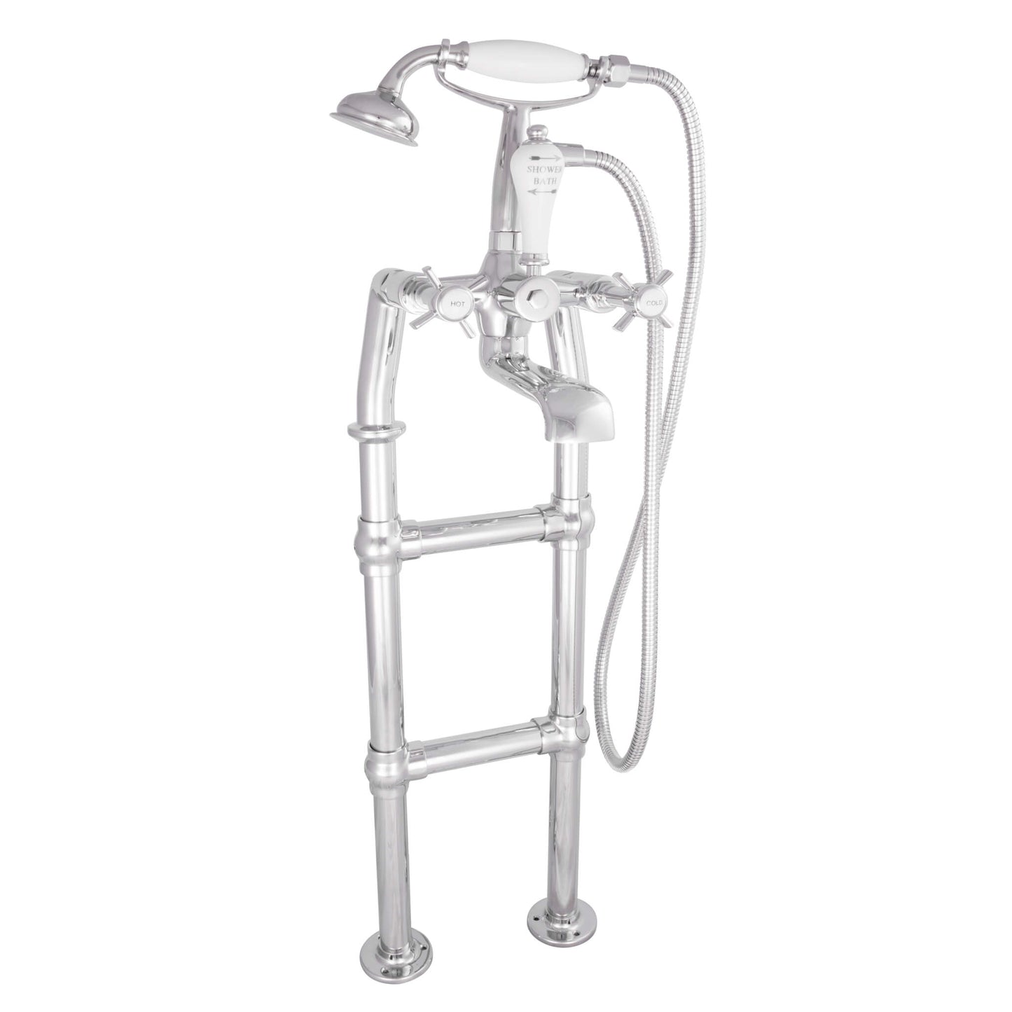 Hurlingham Copper / 580 mm Freestanding Mixer Taps - Chrome