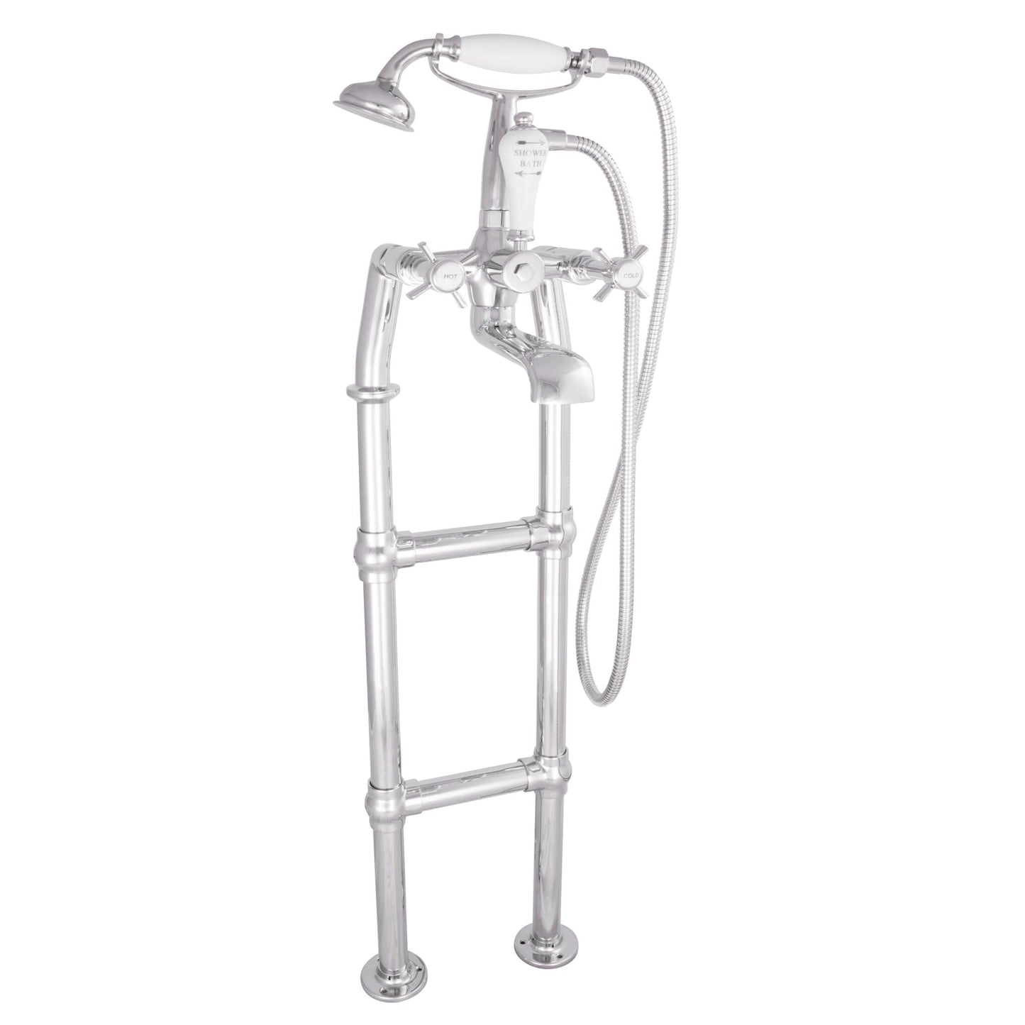 Hurlingham Copper / 700 mm Freestanding Mixer Taps - Chrome