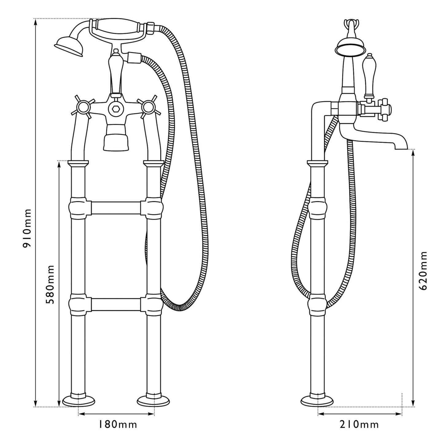 Hurlingham Freestanding Mixer Taps - Chrome