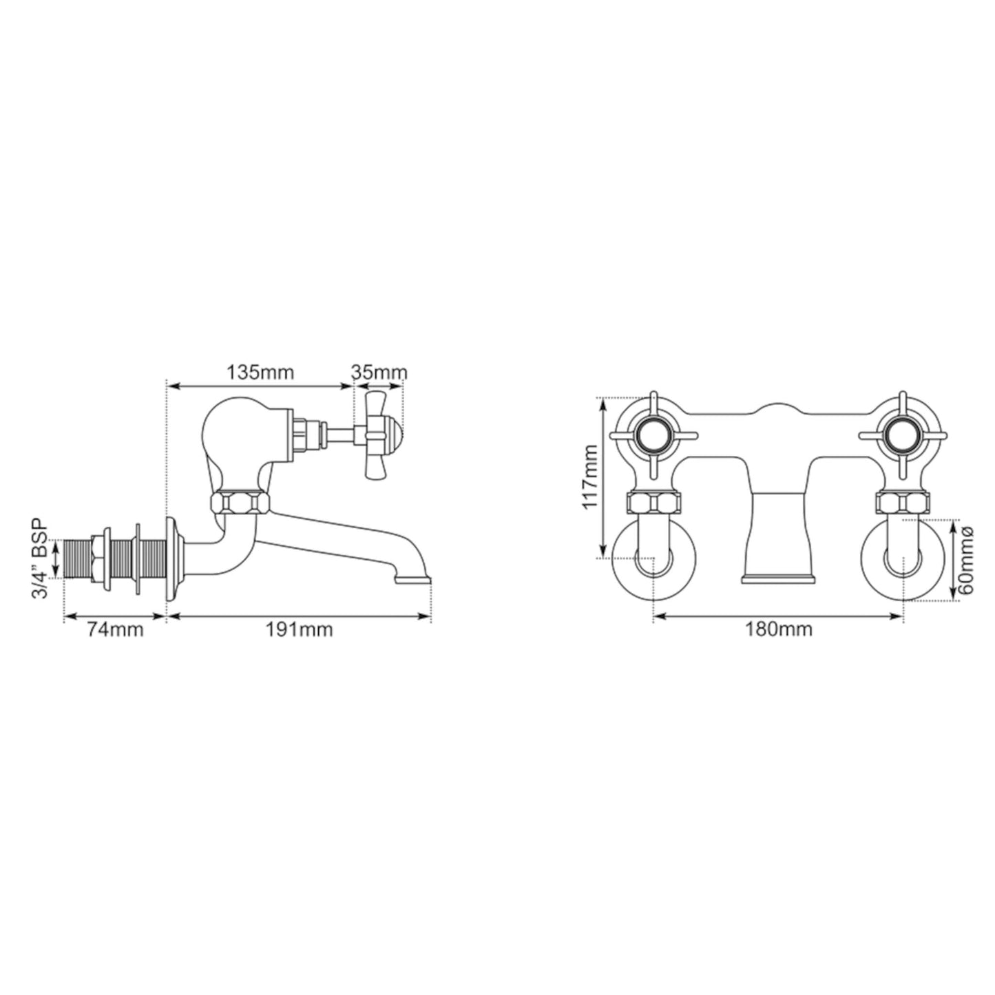 Hurlingham Wall Mounted Bath Filler