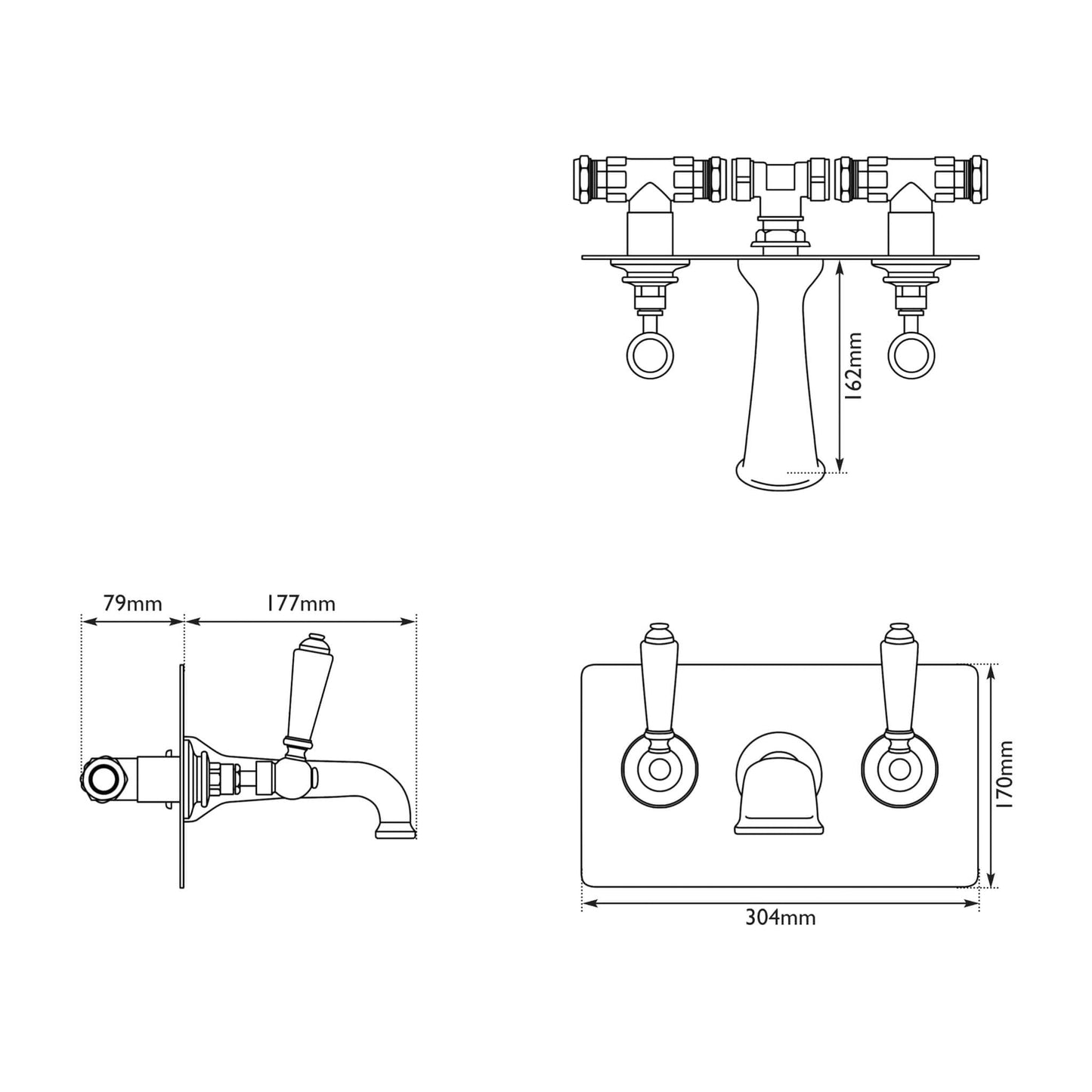 Hurlingham Wall Mounted Bath Filler Plate