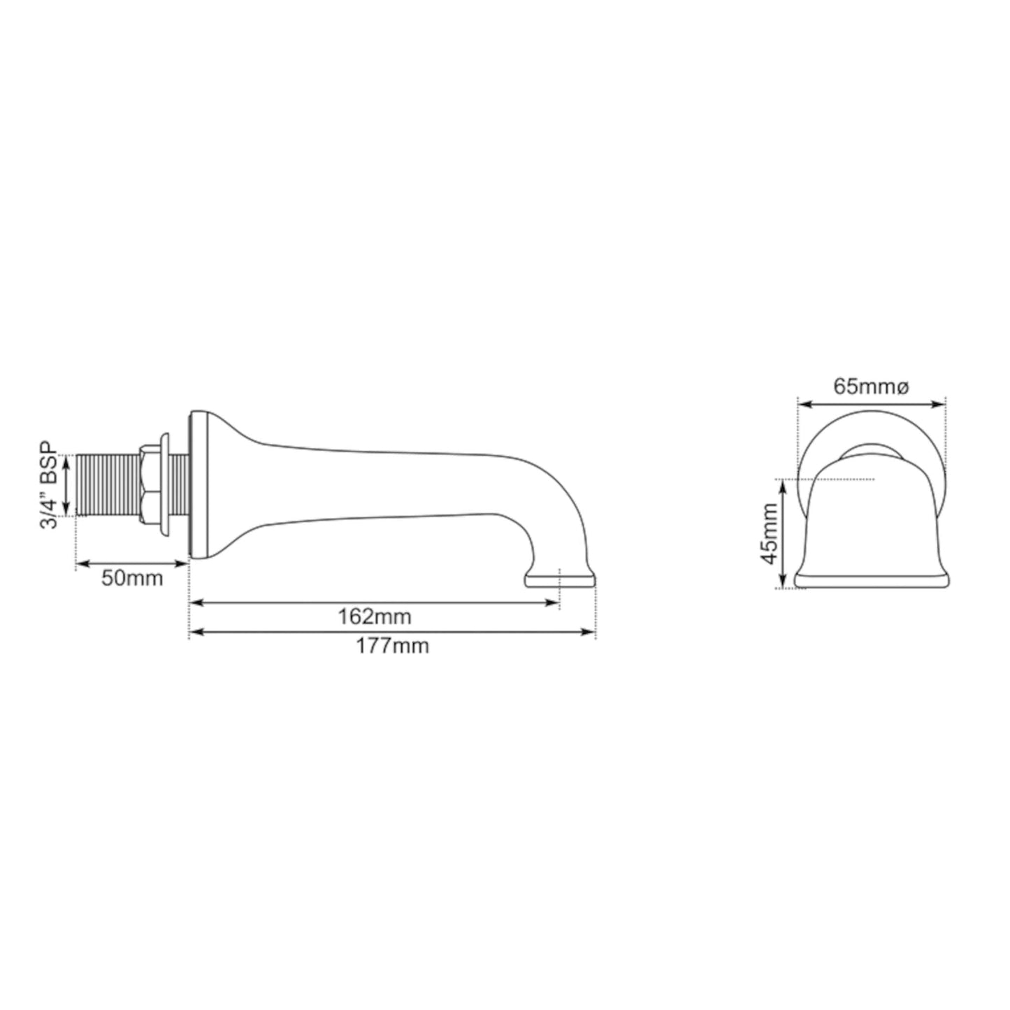 Hurlingham Wall Mounted Bath Spout