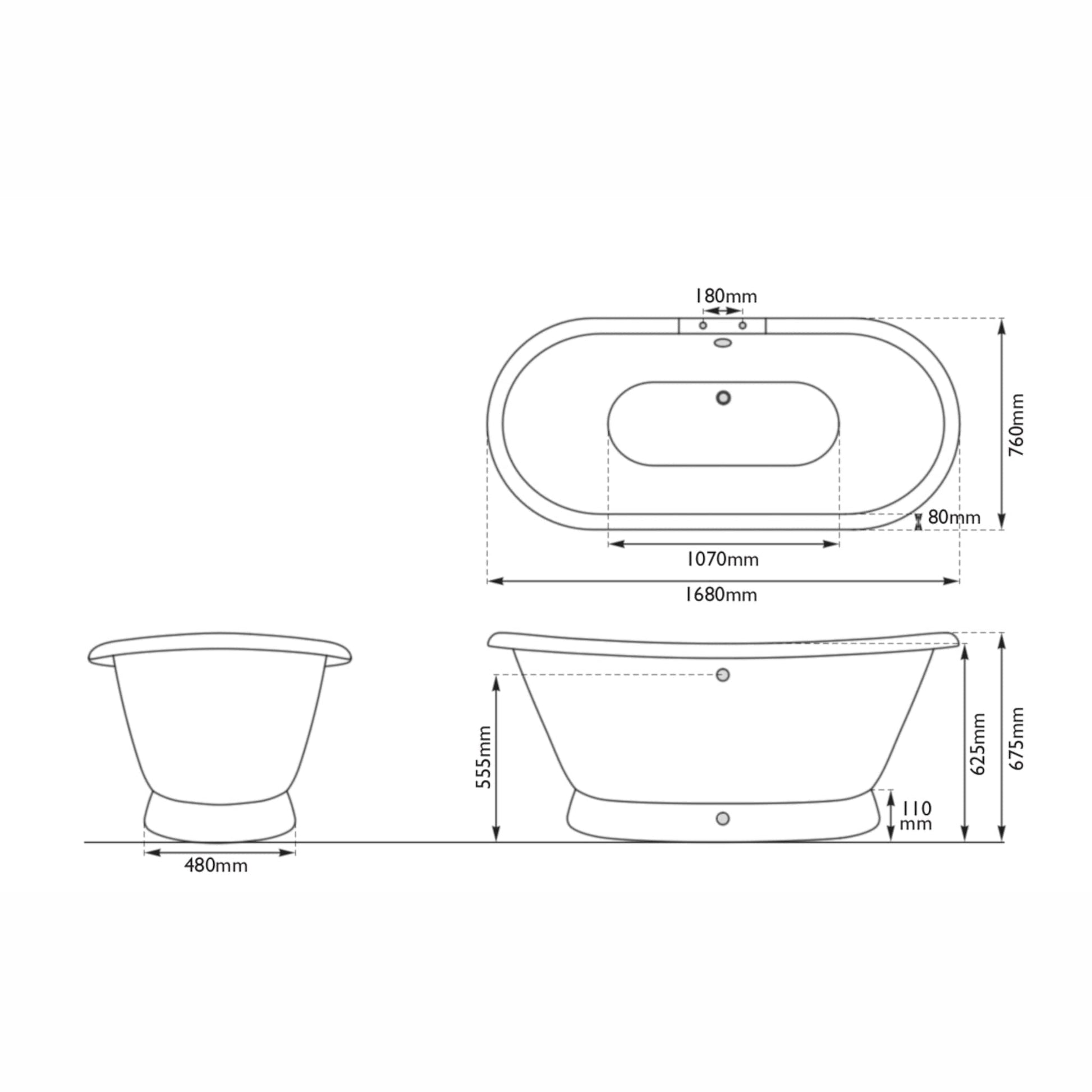Hurlingham Bathtubs Pewter Lustre Chaucer