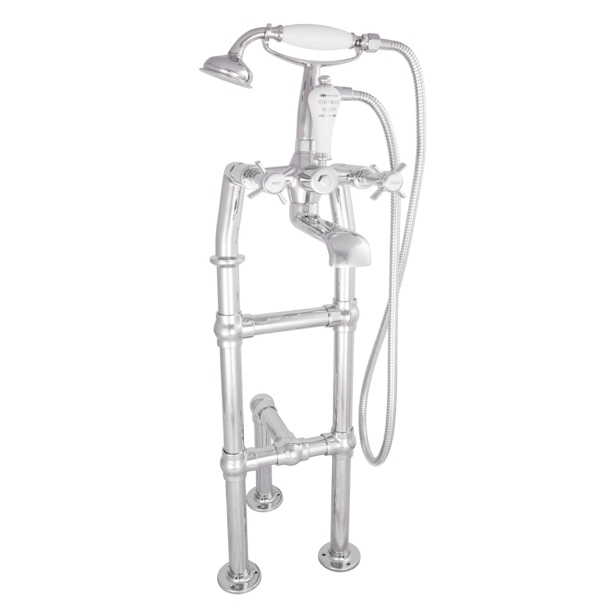 Hurlingham Chrome / 580 mm Freestanding Mixer Taps With Support Leg