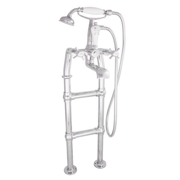 Hurlingham Copper / 580 mm Freestanding Mixer Taps - Chrome